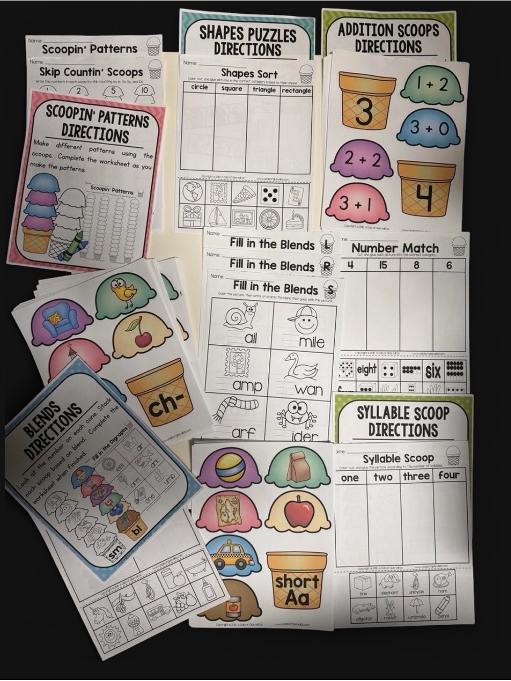 Ice Cream Reading & Math resource